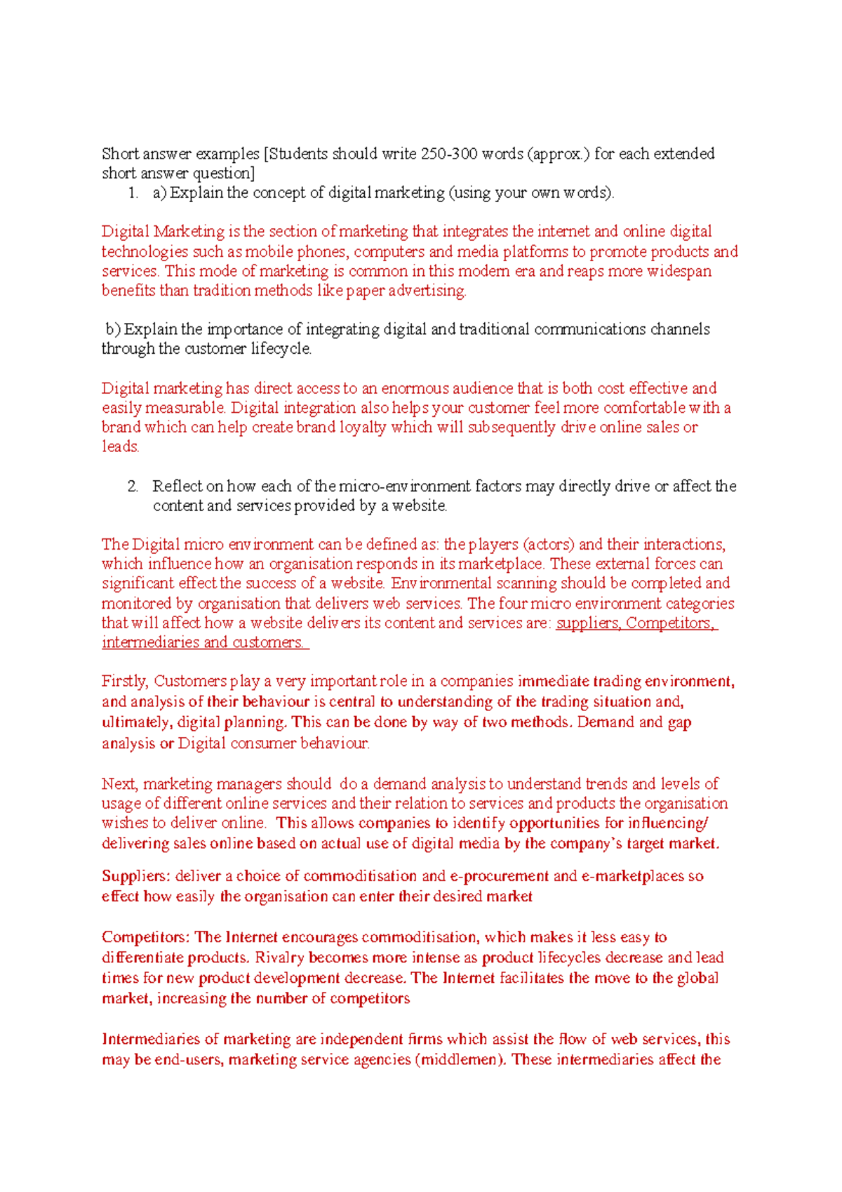 Short answer examples for online exam Short answer examples [Students