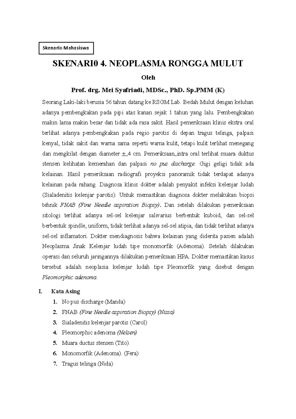 Laporan Tutorial Skenario 4 Pertemuan 1 Blok 8 Skenari0 4 Neoplasma