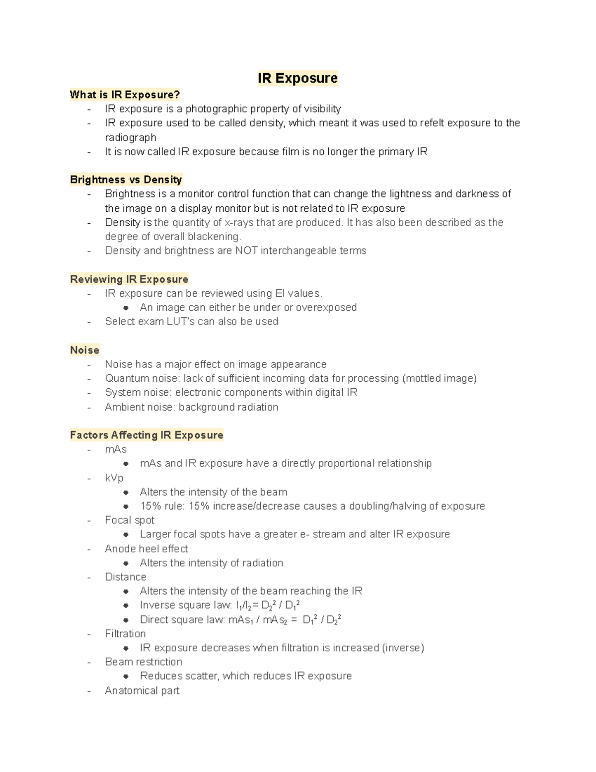 Outline Ch 26 IR Exposure What is IR Exposure? IR exposure is a