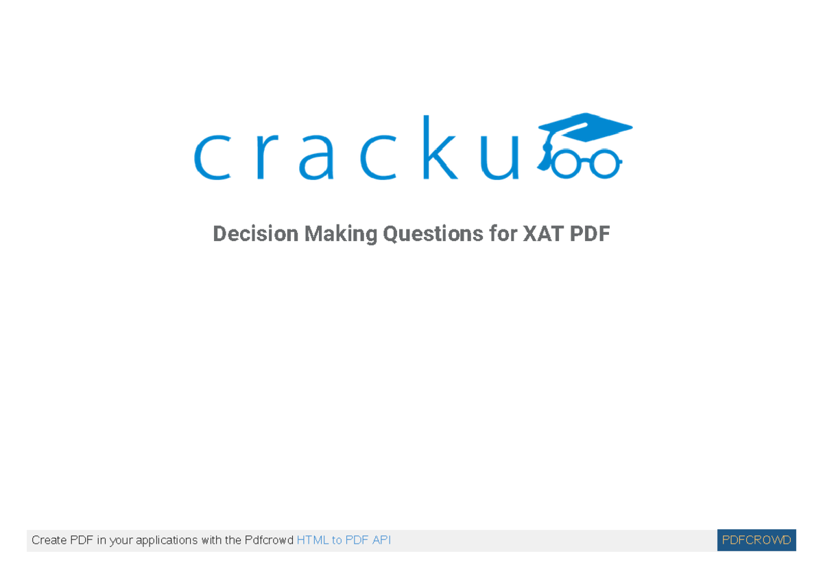 Decision Making Questions for XAT PDF - No part of this publication may ...