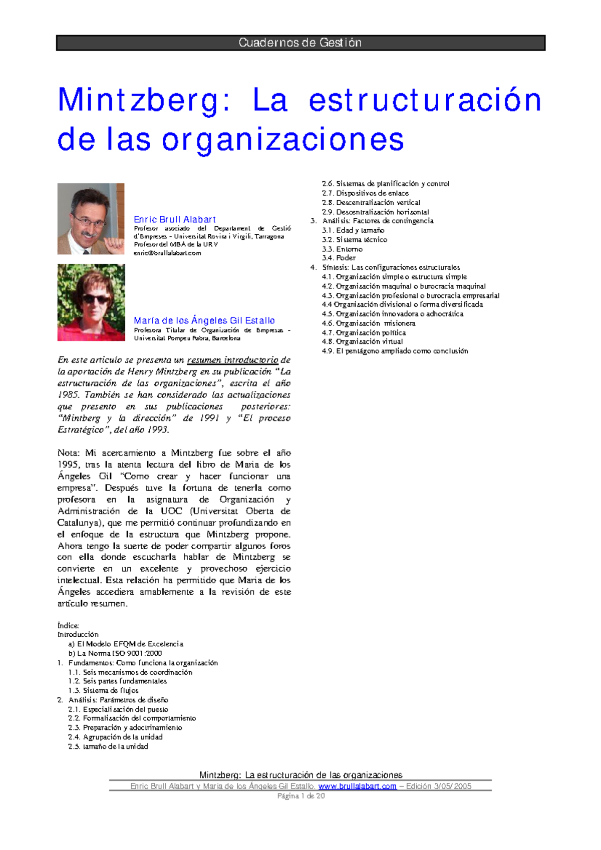 Mintzberg Resumen - Mintzberg: La Estructuración De Las Organizaciones ...