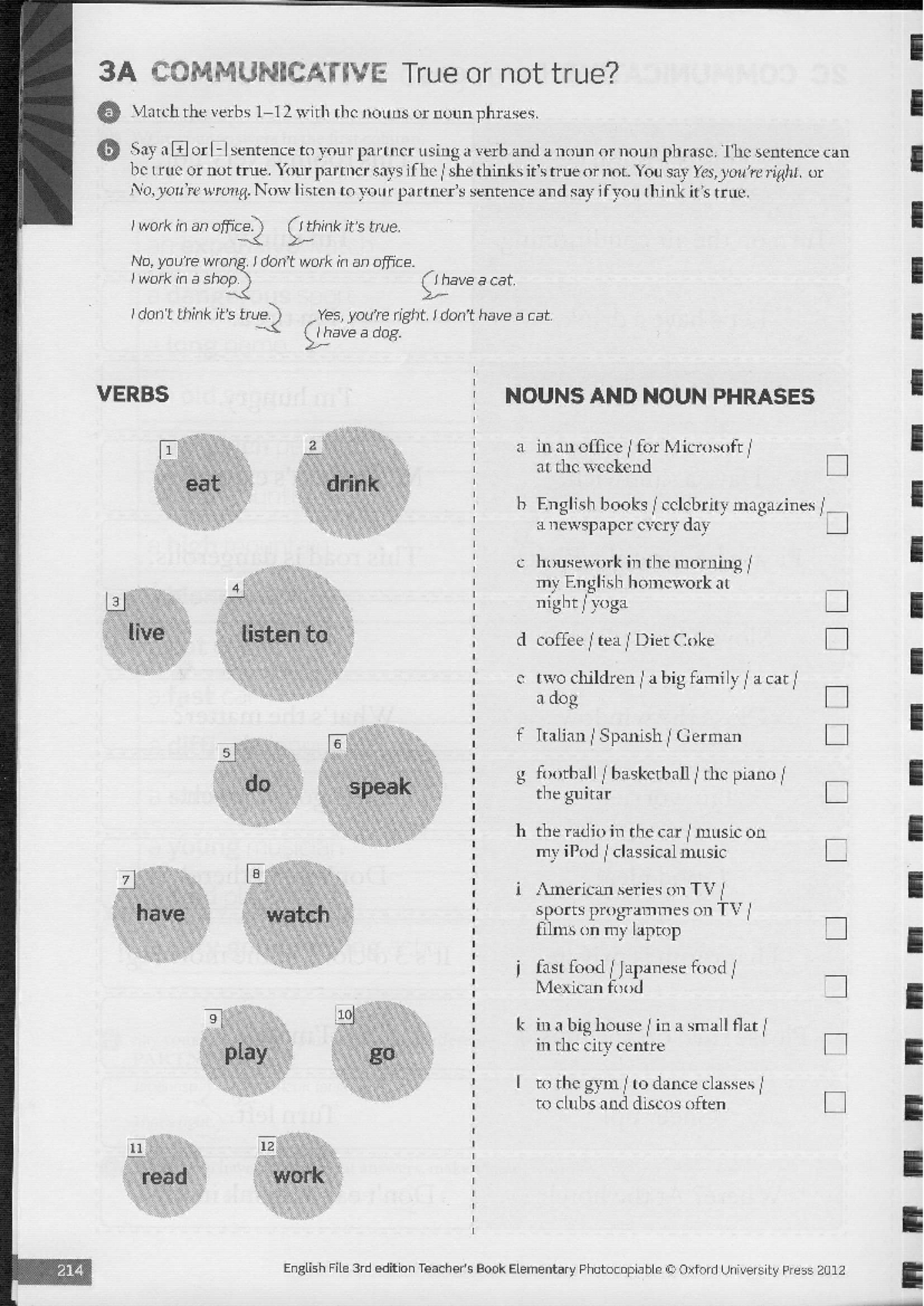 File 3 - 3A &&MMLtf{!e&TX&fKTrueor not true? @ Match the verbs l-12 ...