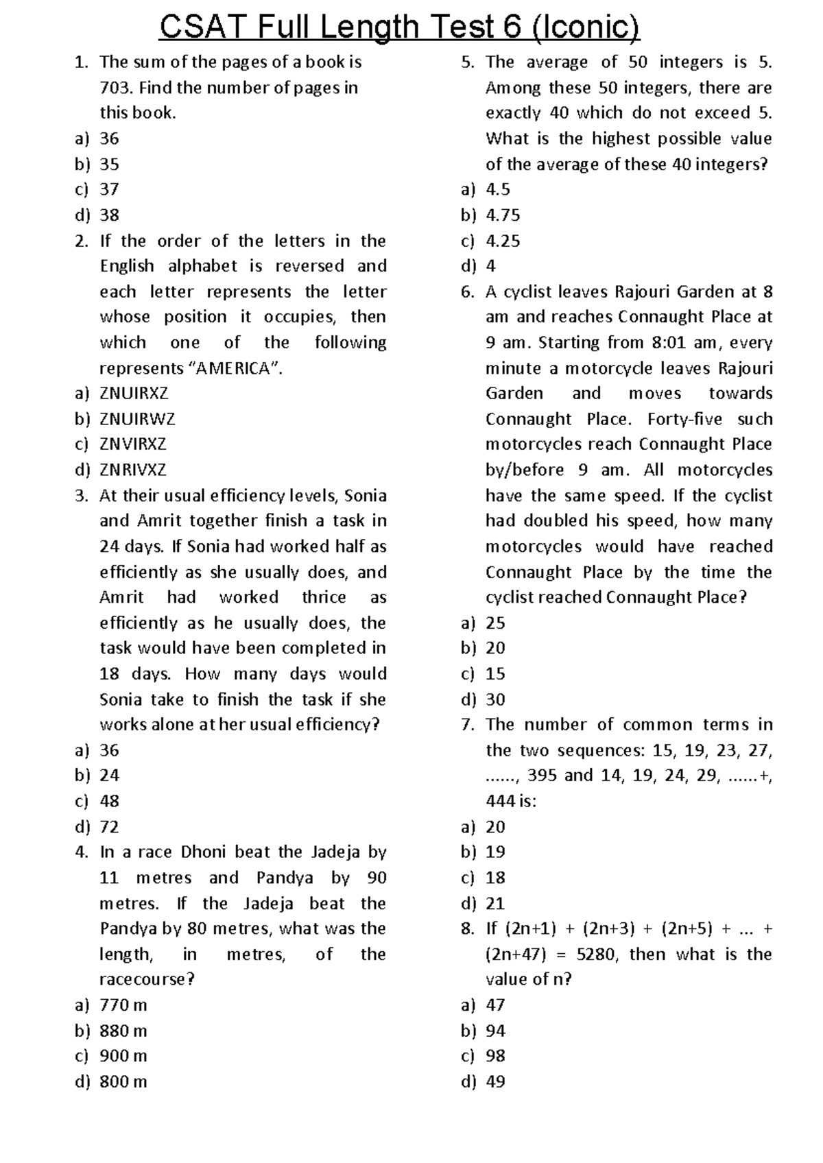 CSAT Full Length Test 6 Iconic 15695113 2023 04 230413 162239 - The sum ...