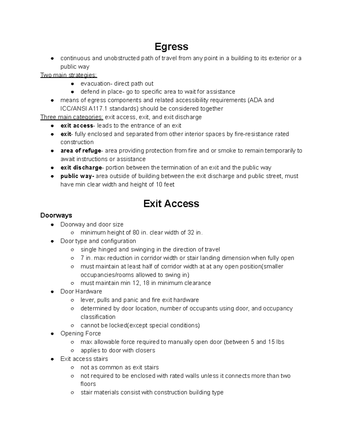 Code- Egress - Egress continuous and unobstructed path of travel from ...