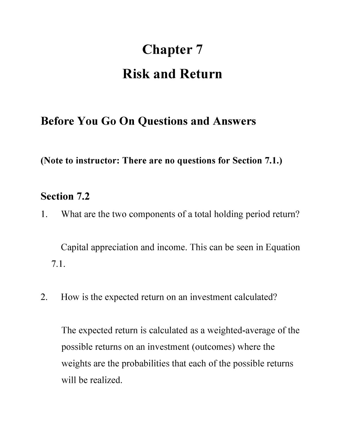 Tài Liệu FIN202 Ch07 - Bài Tập Chap7 - Chapter 7 Risk And Return Before ...