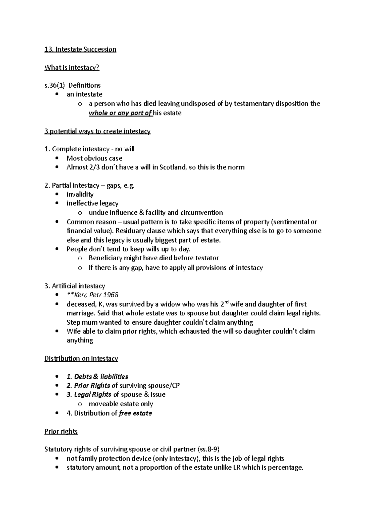 13. Intestate Succession - 13. Intestate Succession What is intestacy ...