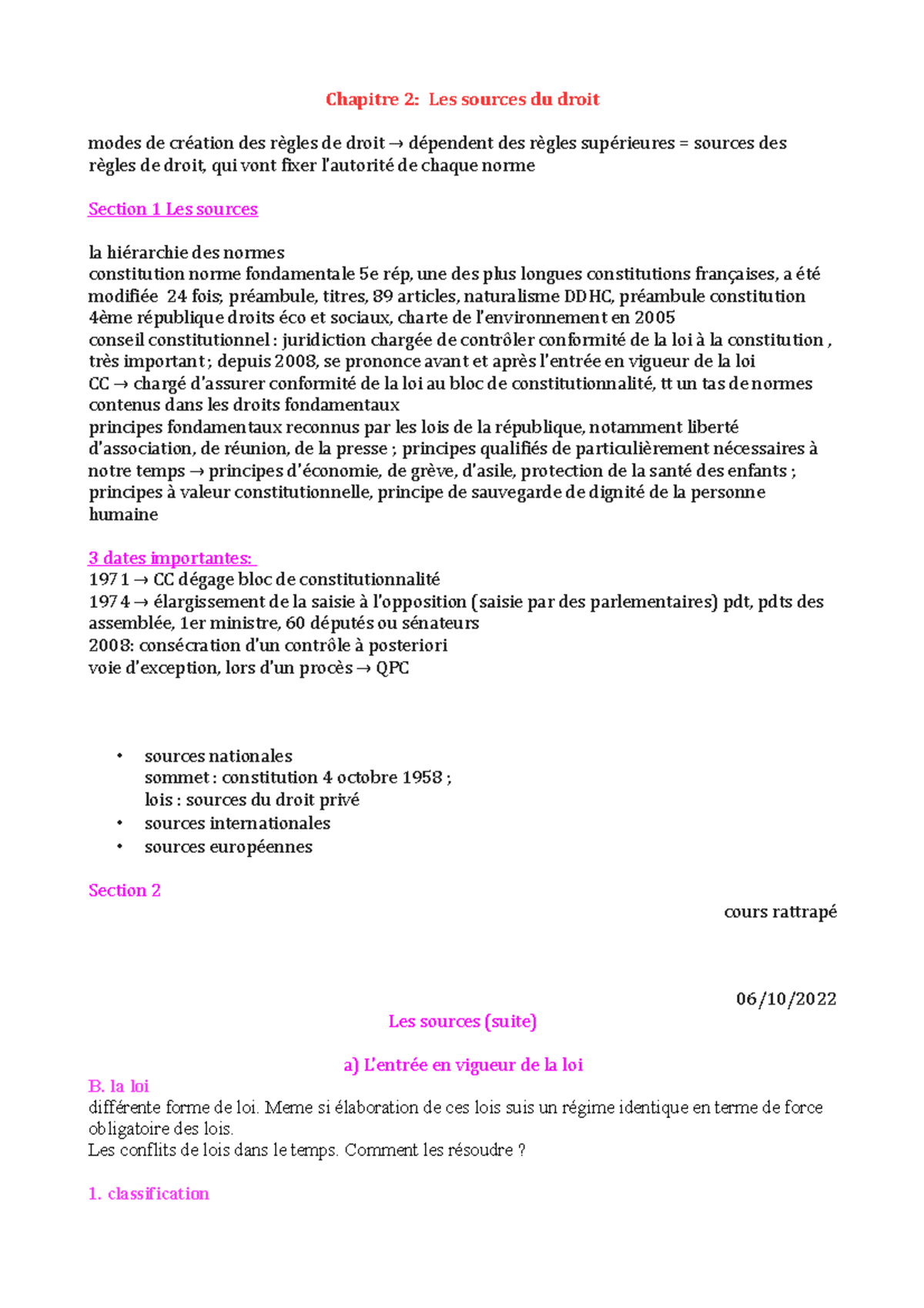 Droit chapitre 2 - Chapitre 2: Les sources du droit modes de création ...