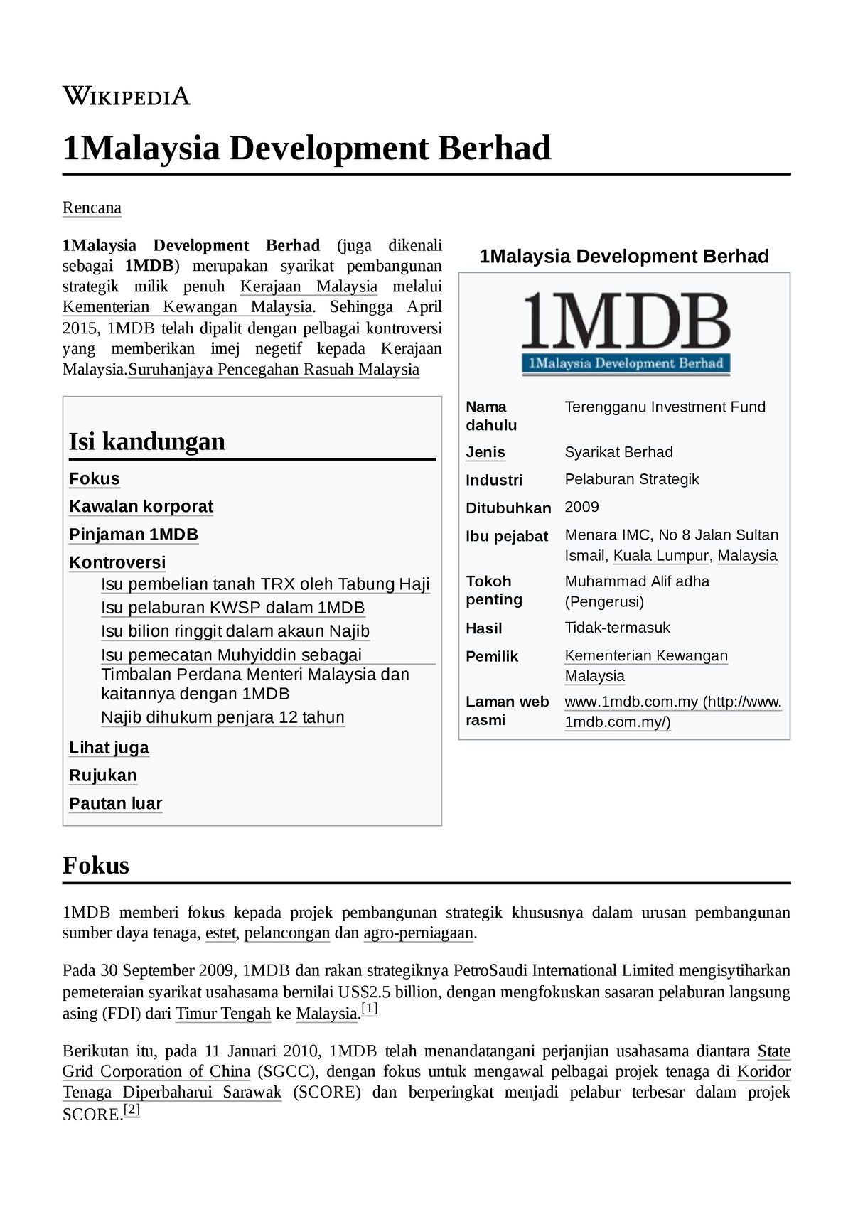 1Malaysia Development Berhad - 1Malaysia Development Berhad Nama Dahulu ...