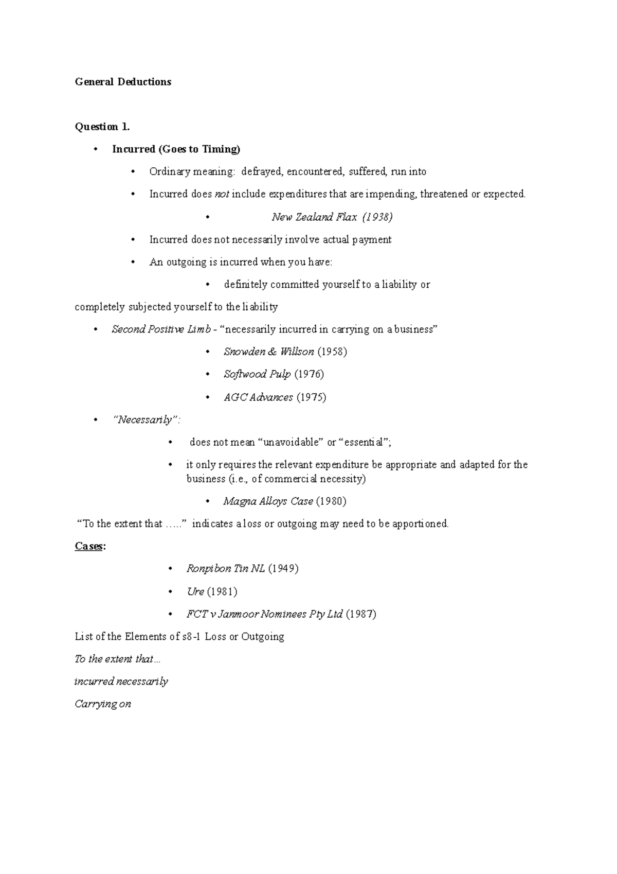 Tutorial 8 Solution - General Deductions - General Deductions Question ...