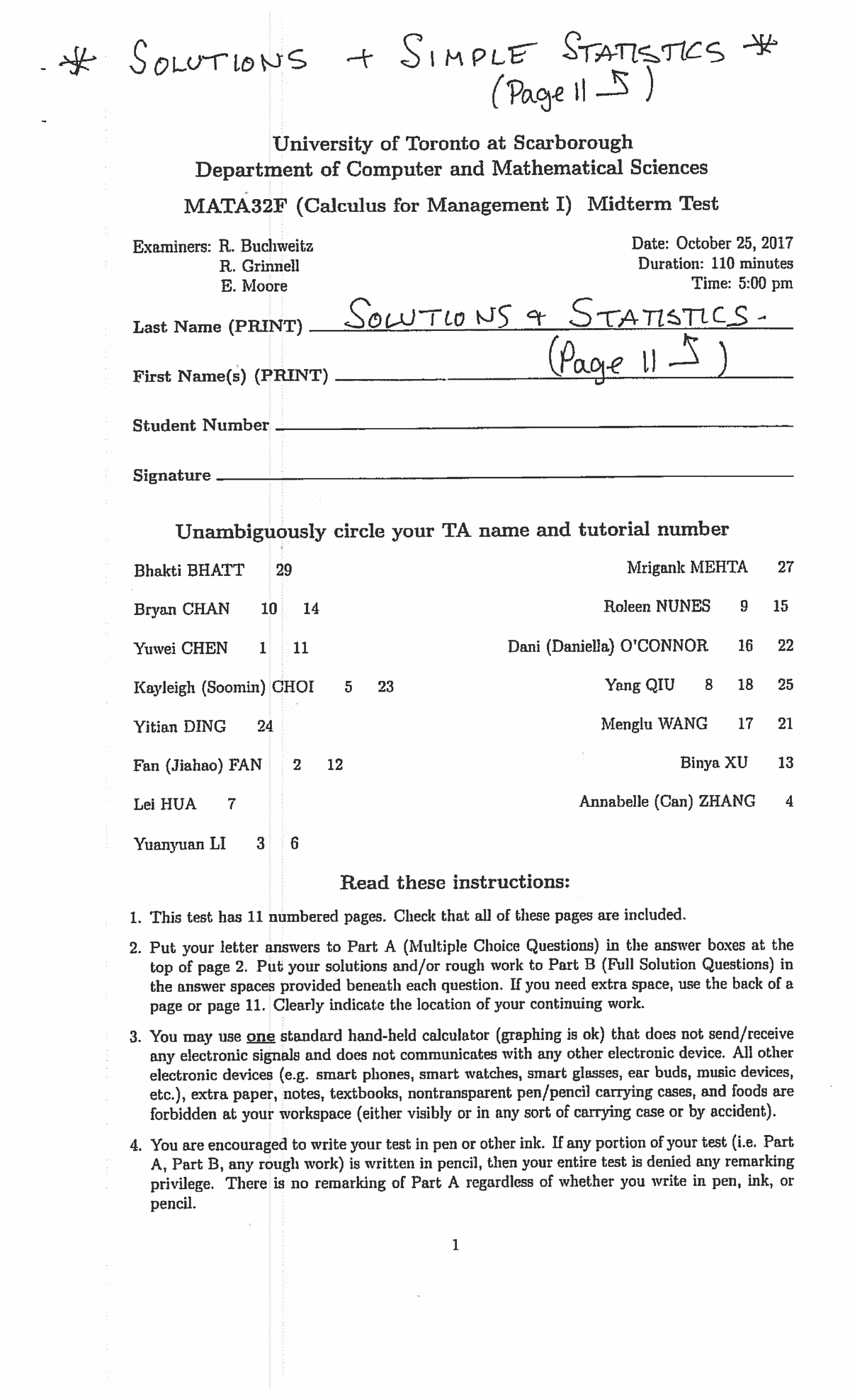 Midterm Test Fall 2017, questions and answers - Kit” Sown‘wws Jr SIMPLE ...