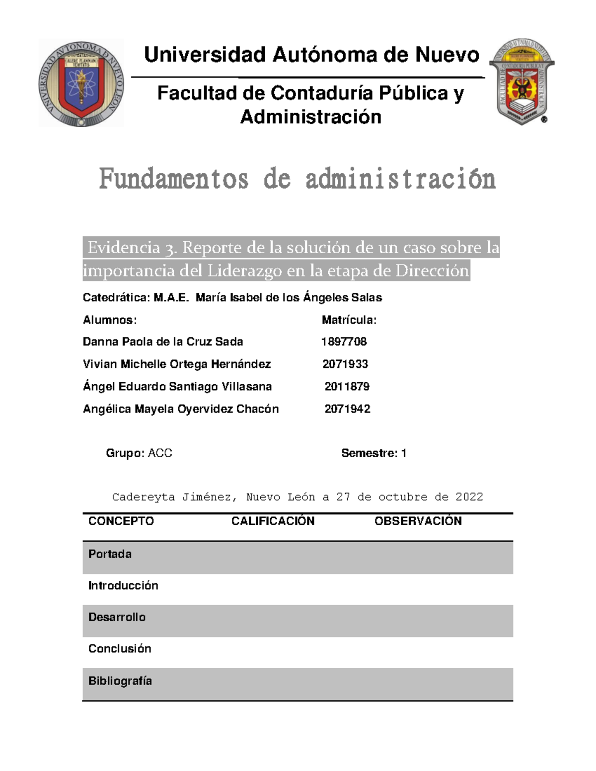 Equipo 2 Evidencia 3 - Fundamentos de administración Evidencia 3 ...