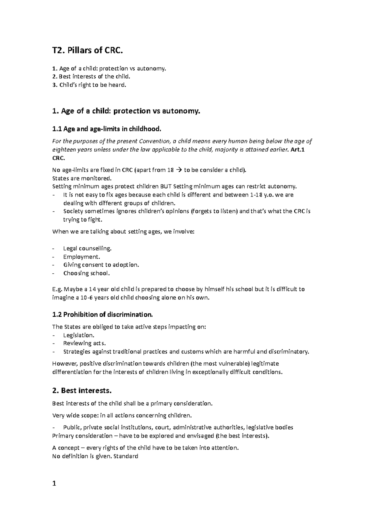 T.2. Pillars of CRC. Scholarship subject T2. Pillars of CRC. 1. Age