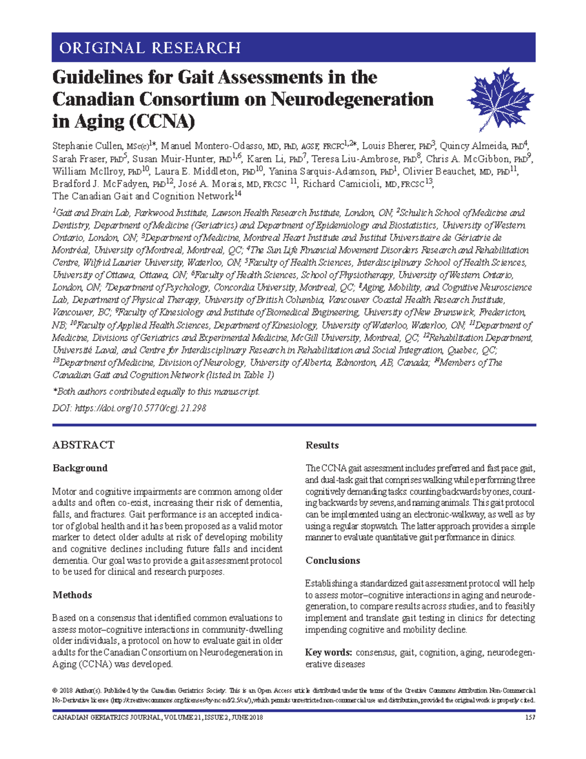 Guidelines for Gait Assessments in the - ABSTRACT Background Motor and ...