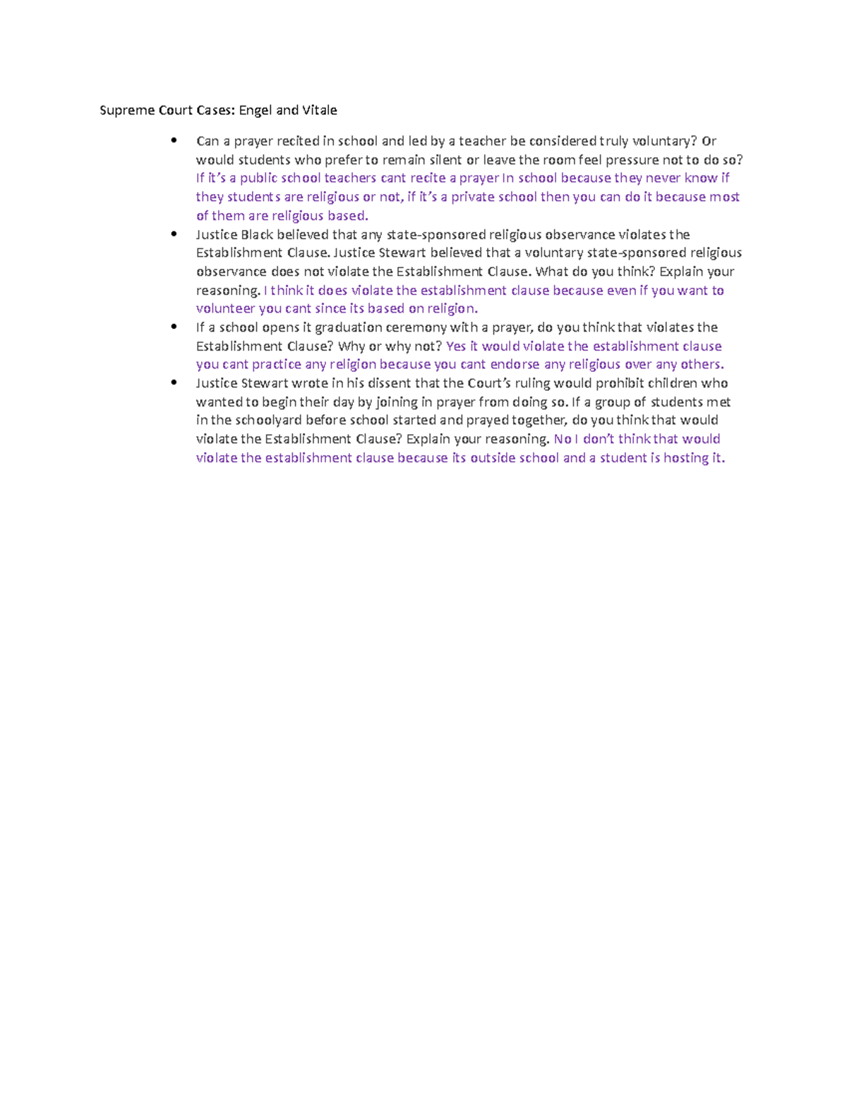 Supreme Court Cases Engel V. Vitale Supreme Court Cases Engel and