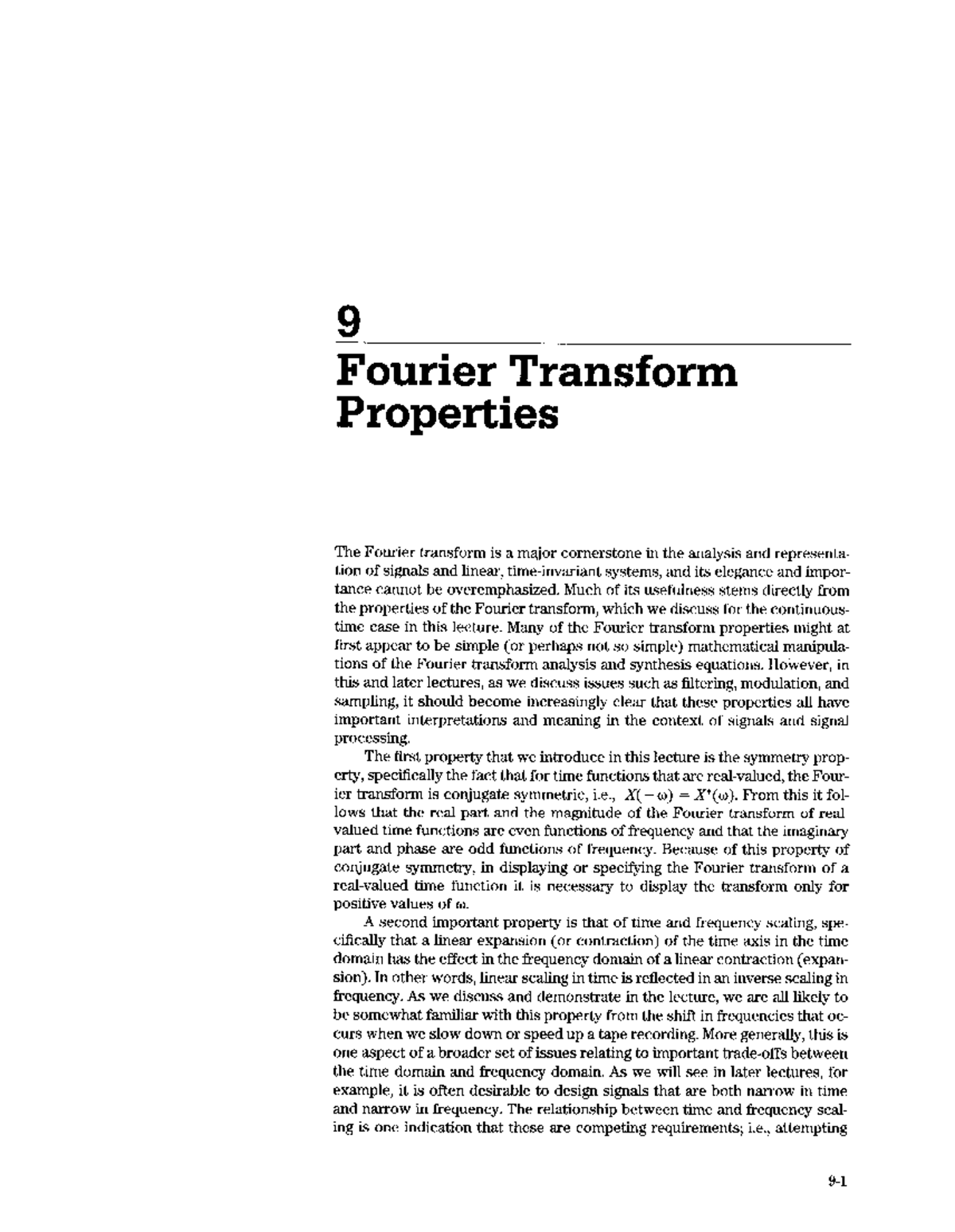 Fourier Transform Properties - 9 Fourier Transform Properties The ...