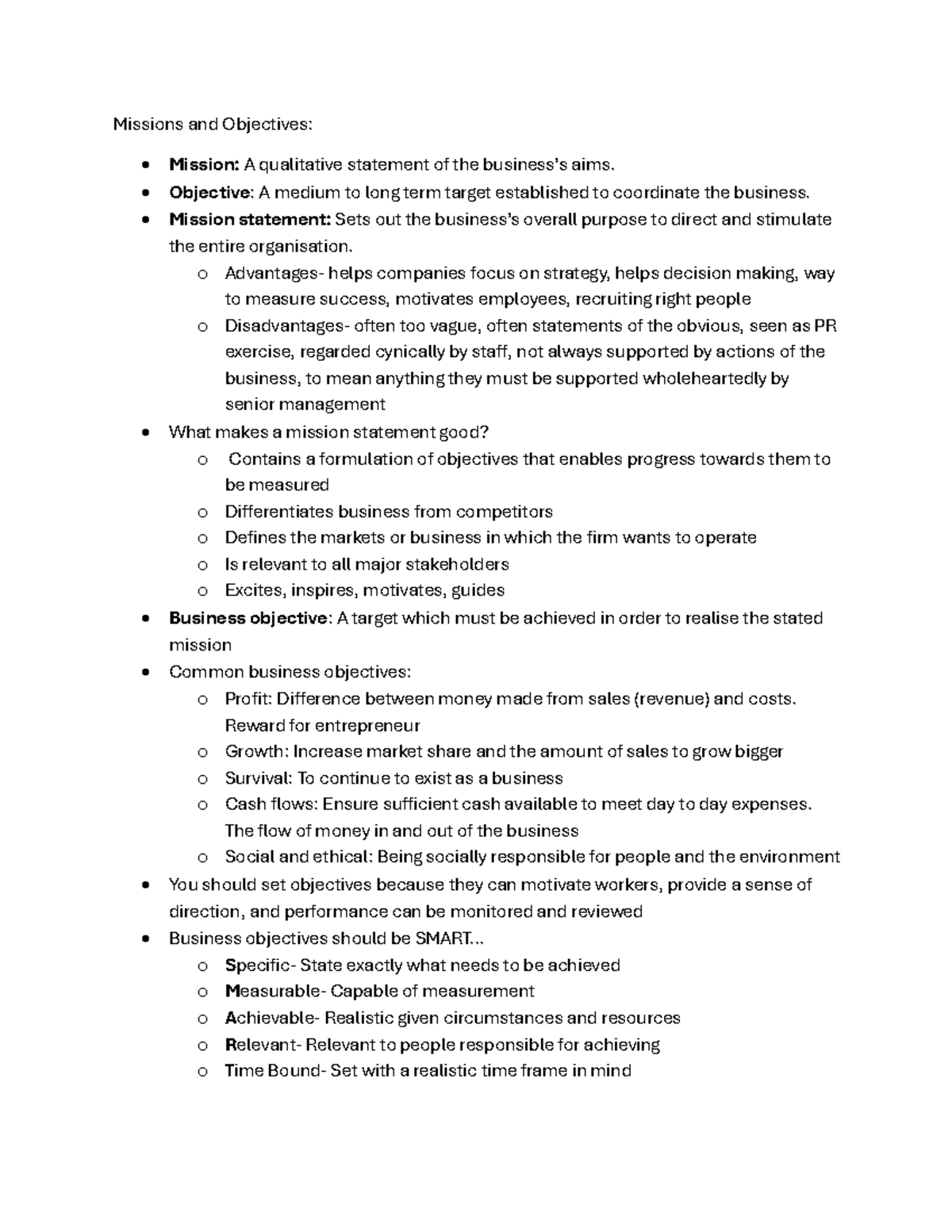 Mission and objectives in Business - Missions and Objectives: - Mission ...