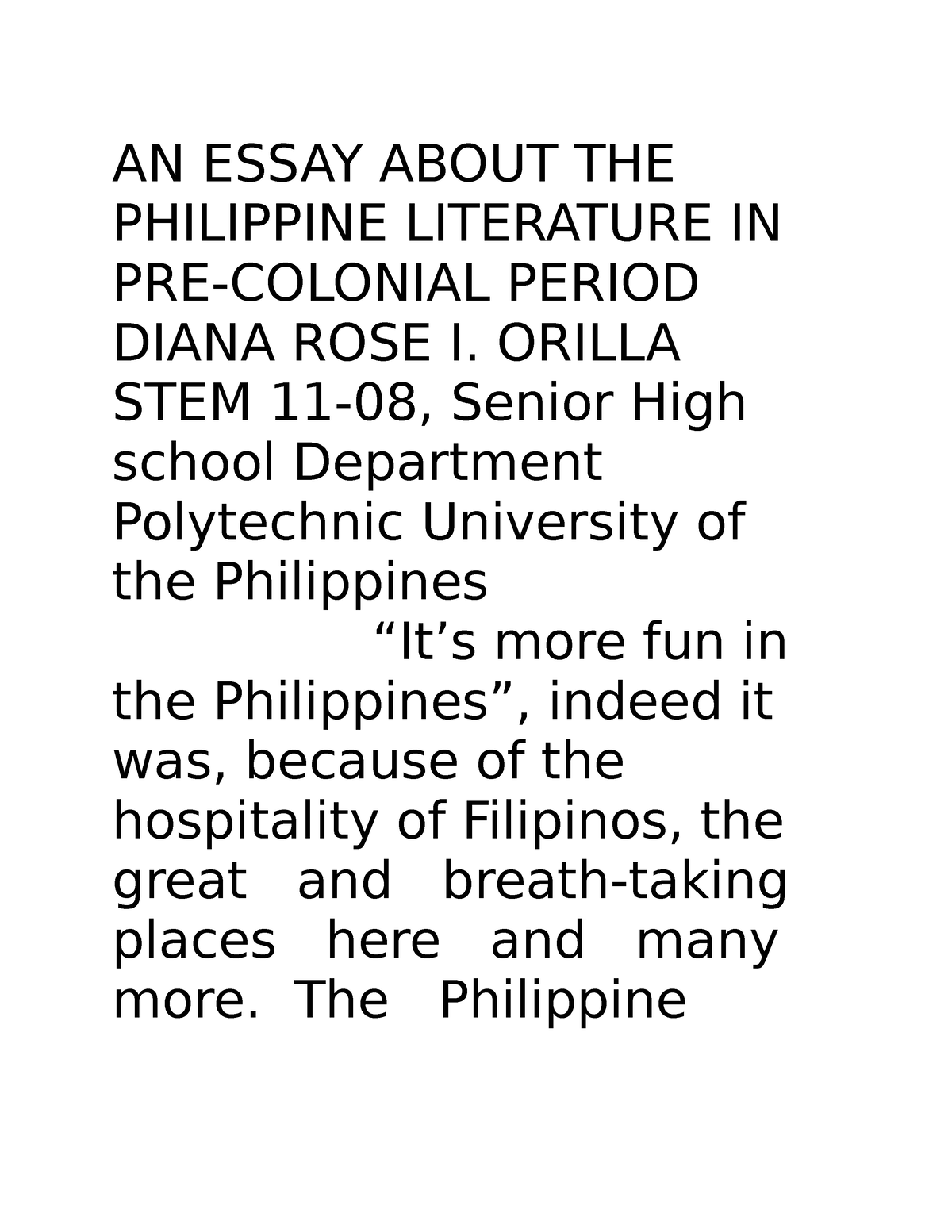 what is philippine literature essay