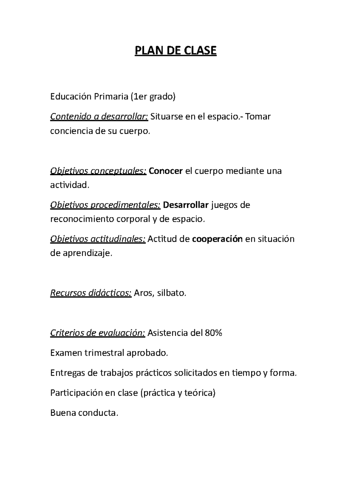 Plan de clases Didactica general I - PLAN DE CLASE Educación Primaria ...