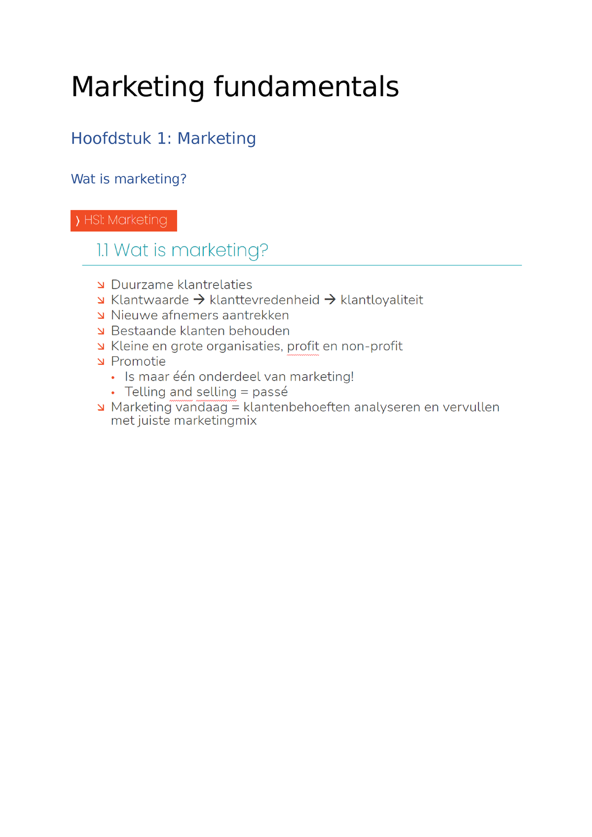 Marketing Fundamentals Samenvatting - Marketing Fundamentals Hoofdstuk ...