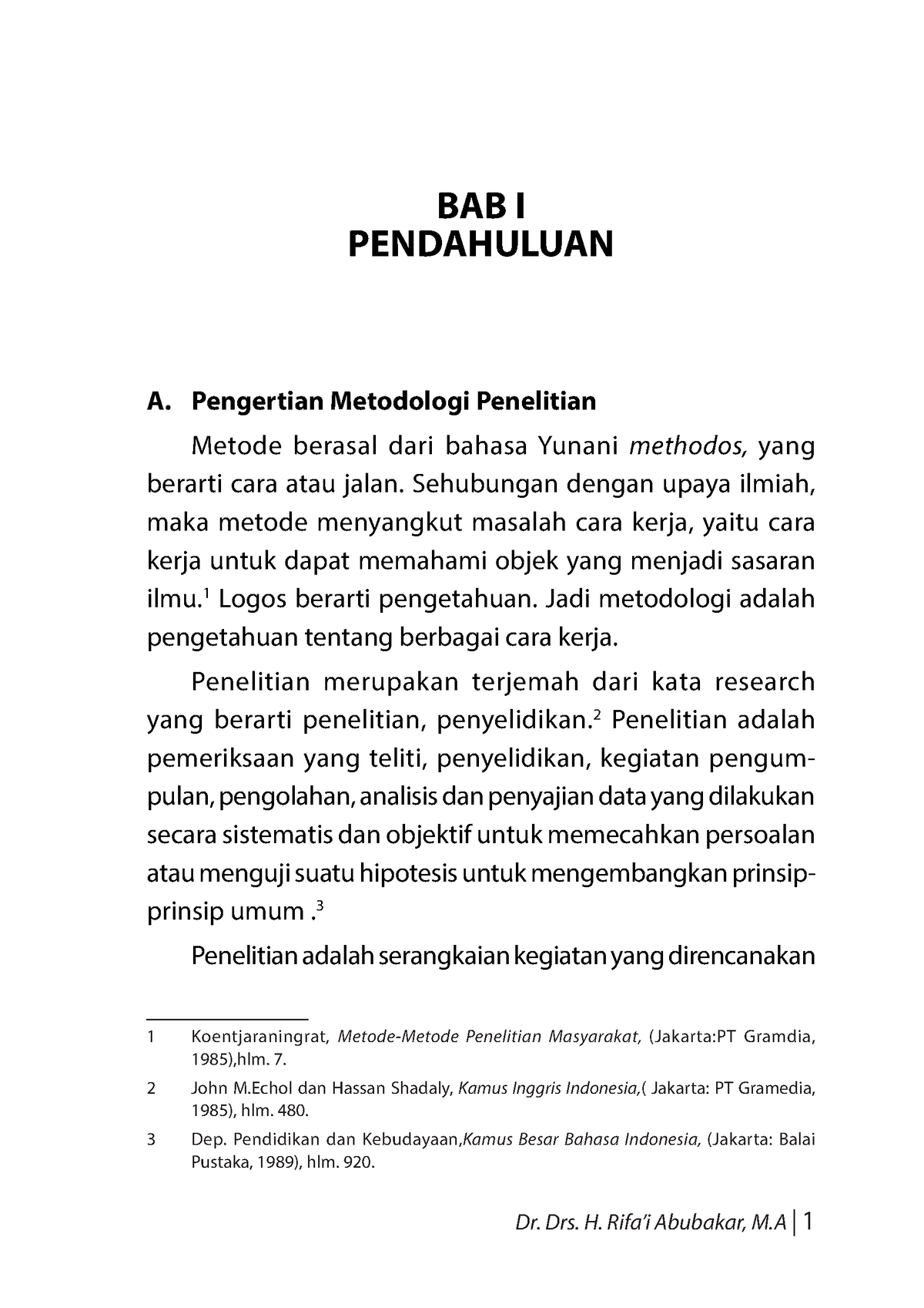 Pengantar Metodologi Penelitian-1 - Dr. Drs. H. Rifa’i Abubakar, M | 1 ...