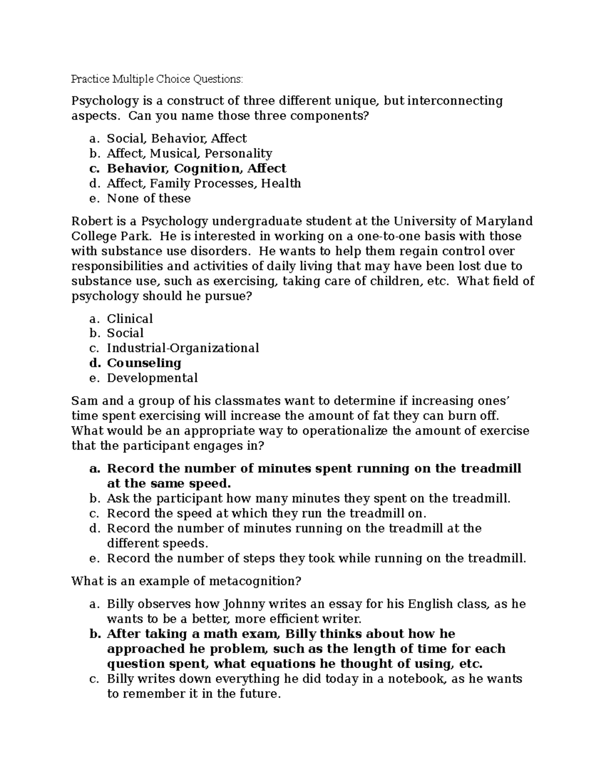 Exam 1 Study Guide Answer Key Practice Multiple Choice Questions Exam 1 Study Guide Answer Key Practice Multiple Choice Questions