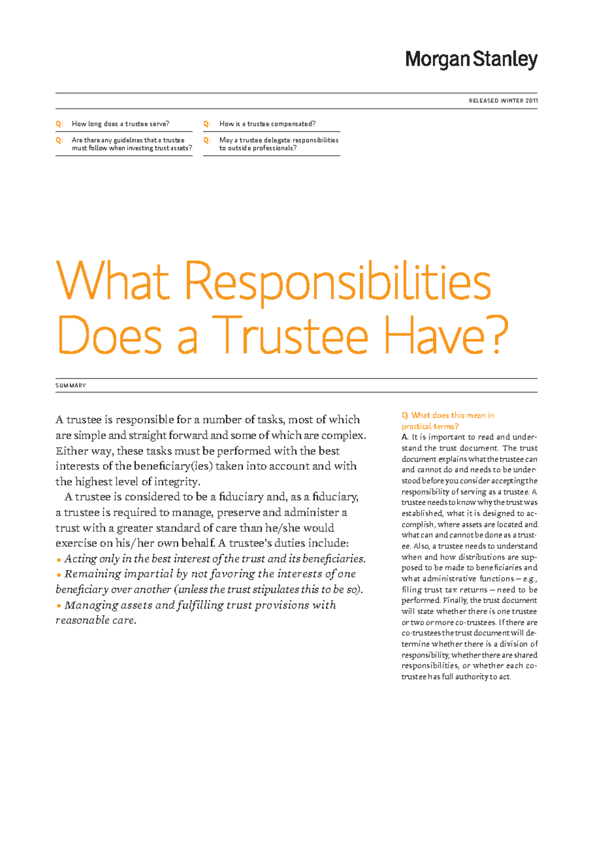 Trustee Responsibilities - What Responsibilities Does A Trustee Have? Q ...