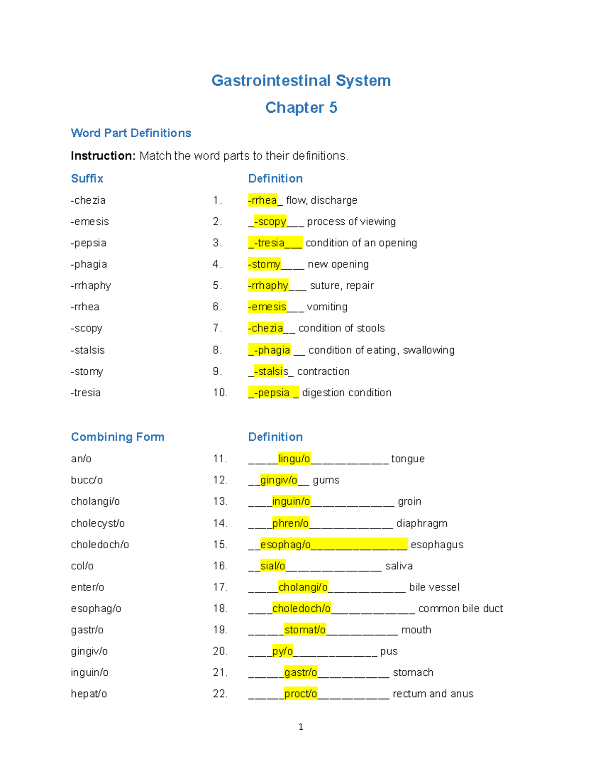 AHP105 Wk4 Assignment -Complete - Gastrointestinal System Chapter 5 ...