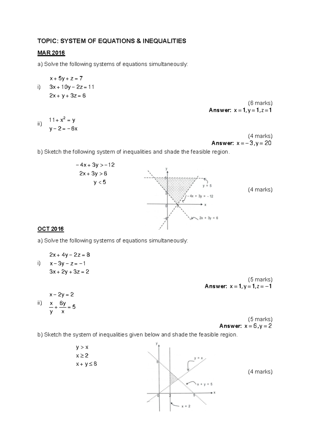 Chapter 3 System of Equations and System of Inequalities - TOPIC ...