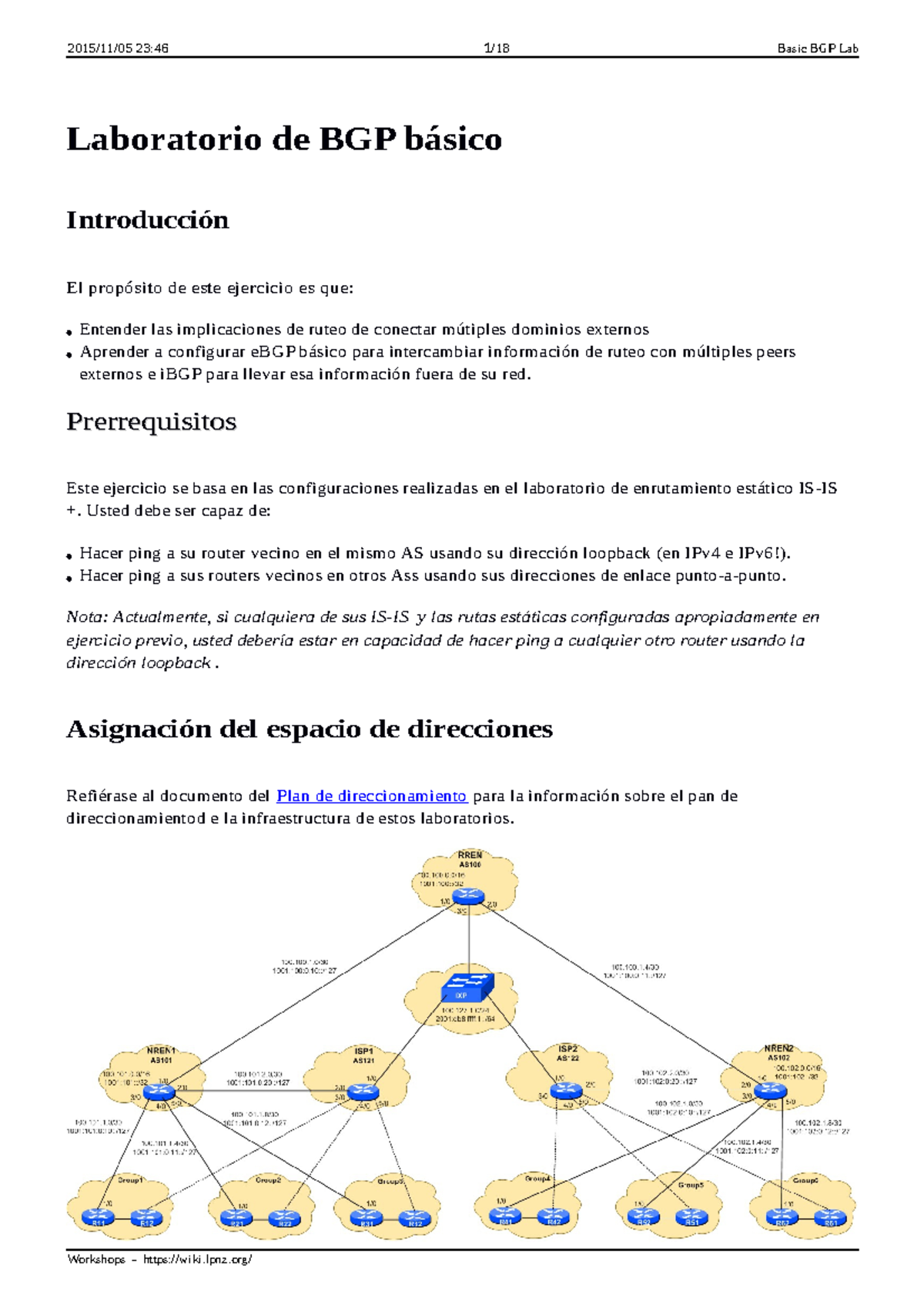 03 lab bgp basico - Laboratorio de BGP básico Introducción El propósito ...
