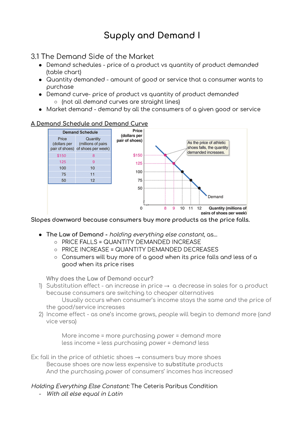 Ch 3 Supply And Demand I - Summary Economics - Supply And Demand I 3 ...