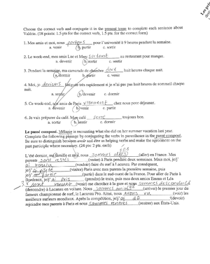 Chapter 9 Test - graded and completed test - FRE 2310 - Baylor ...