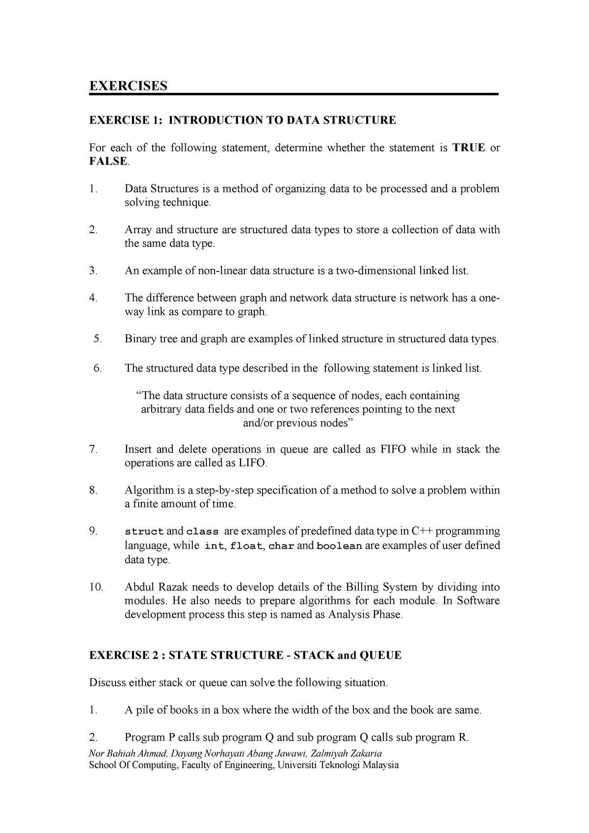 Module-1 Exercise - Contains the questions - Nor Bahiah Ahmad, Dayang ...