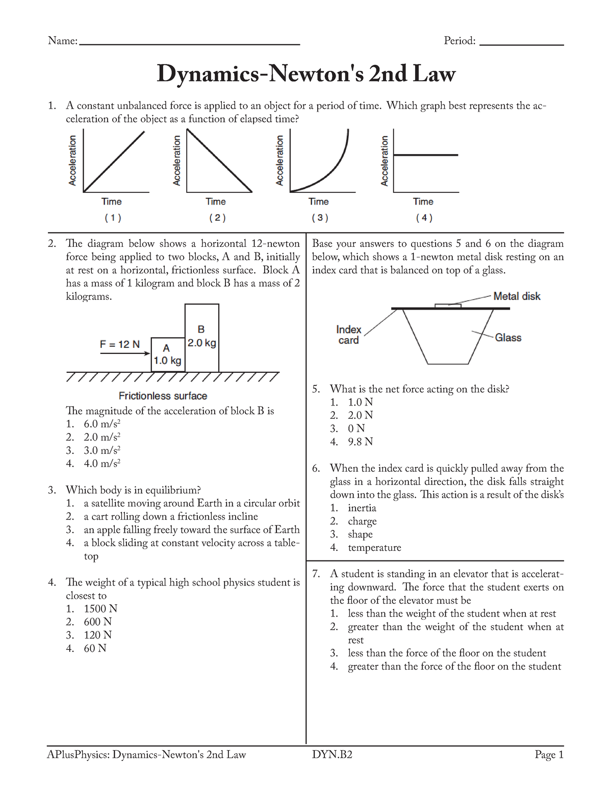 Kinematics projectiles - Dynamics-Newton's 2nd Law A constant ...