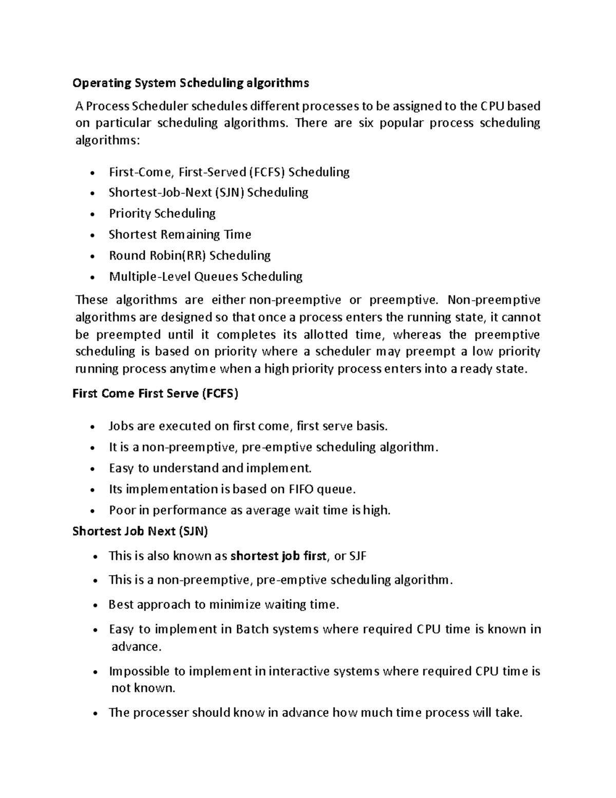 Operating scheduling algorithmss - Operating System Scheduling ...