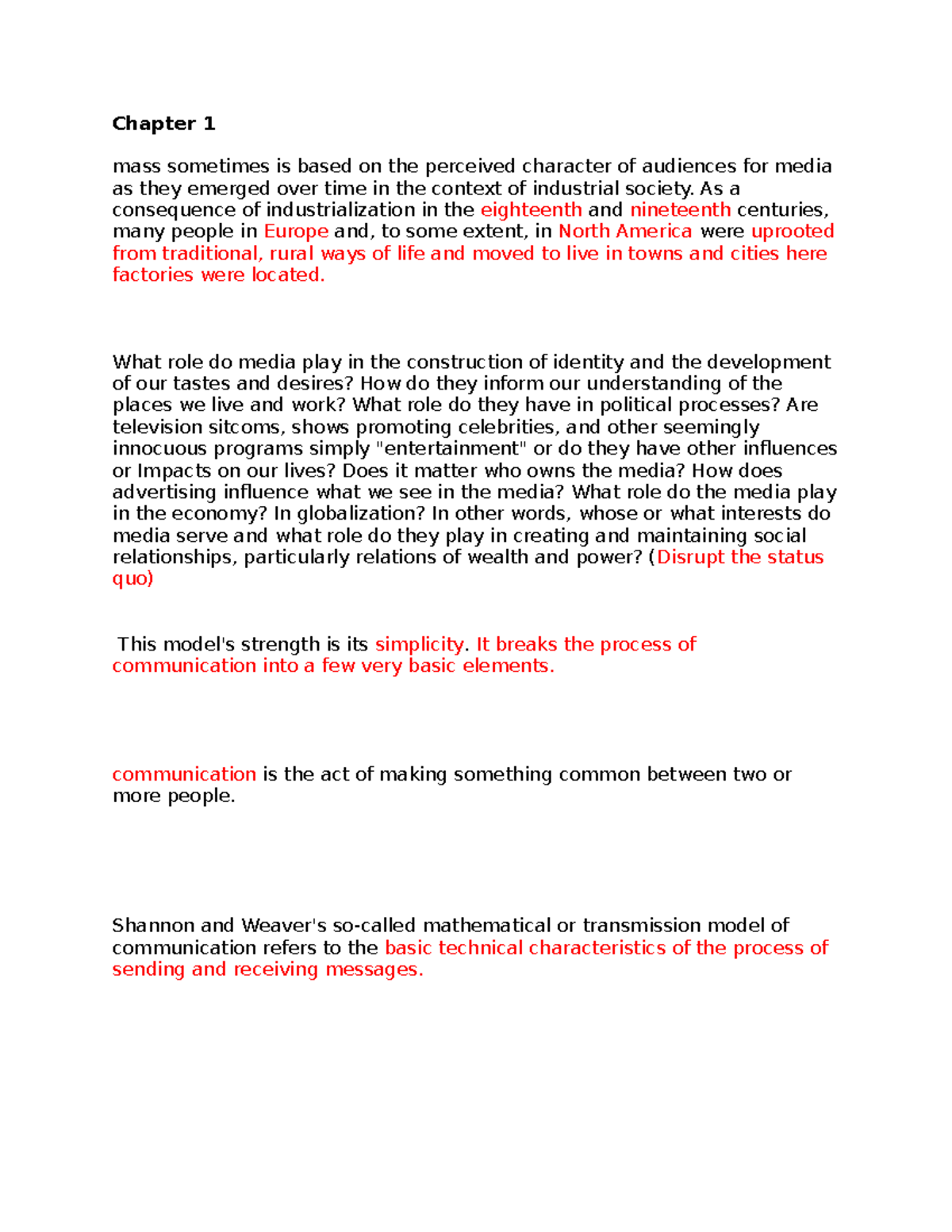 Chap 1 comms 1002 - notes - Chapter 1 mass sometimes is based on the ...