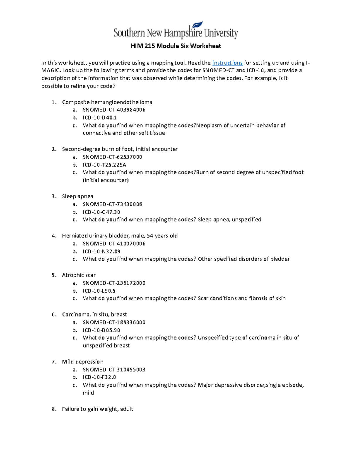 HIM 215 Module Six Worksheet - HIM 215 Module Six Worksheet In this ...