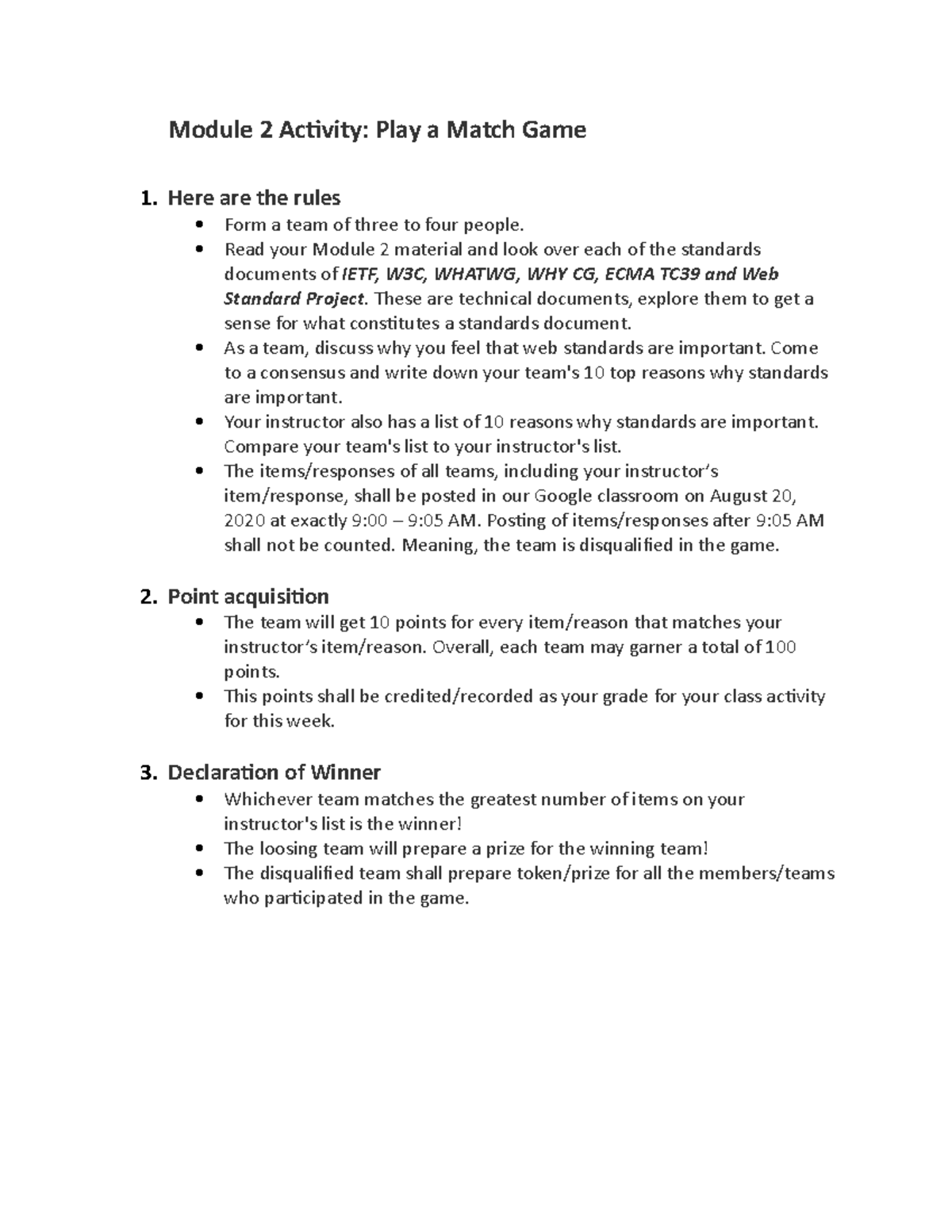 Module 2ActivityPlay AMatch Game Module 2 Acivity Play a Match Game