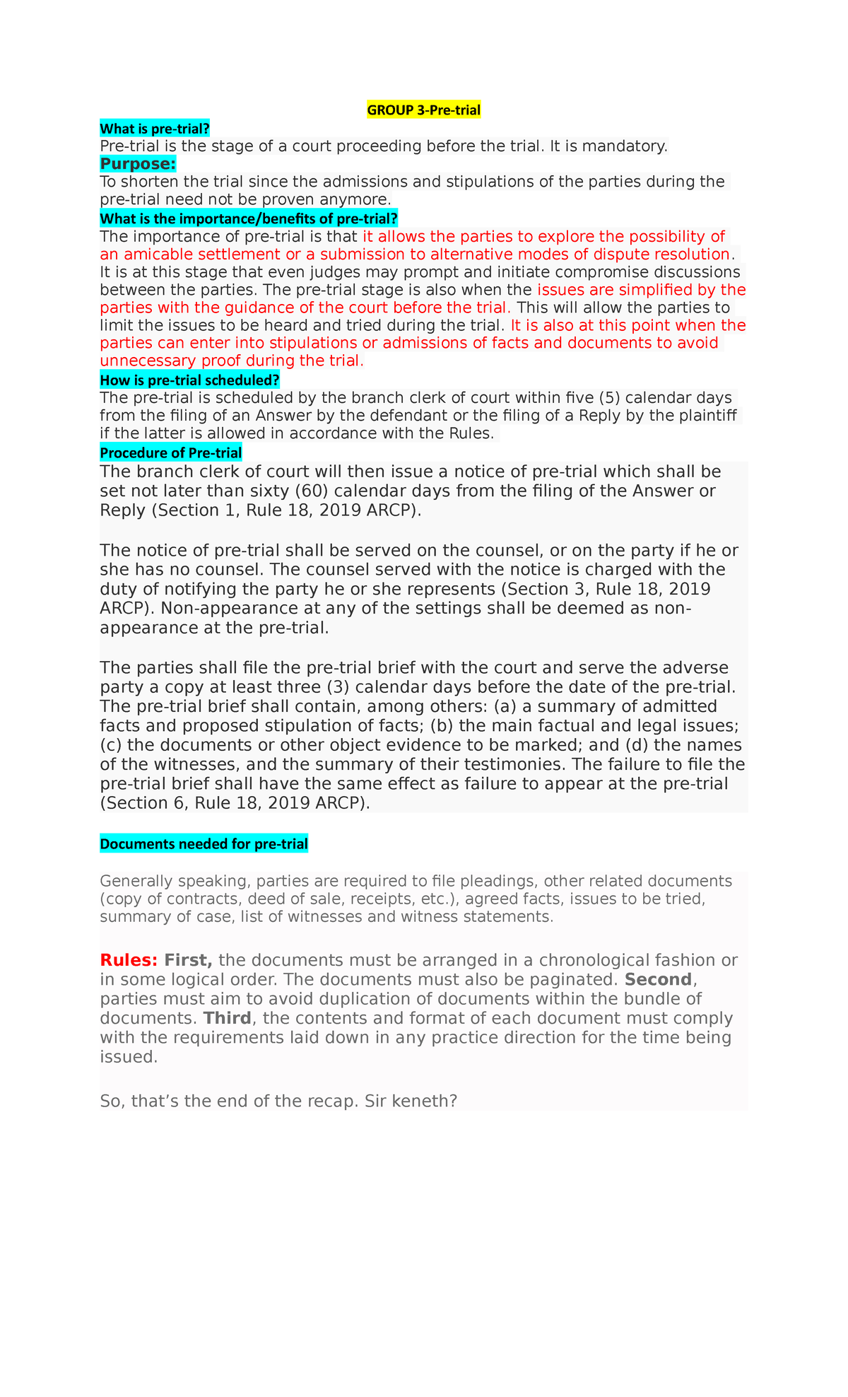 group-3-recap-pre-trial-group-3-pre-trial-what-is-pre-trial-pre