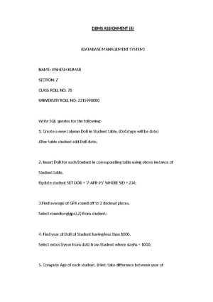 Assignment 1 - ASSIGNMENT 1 NAME :- SAUMYA SINGH BRANCH :- Btech cs ...