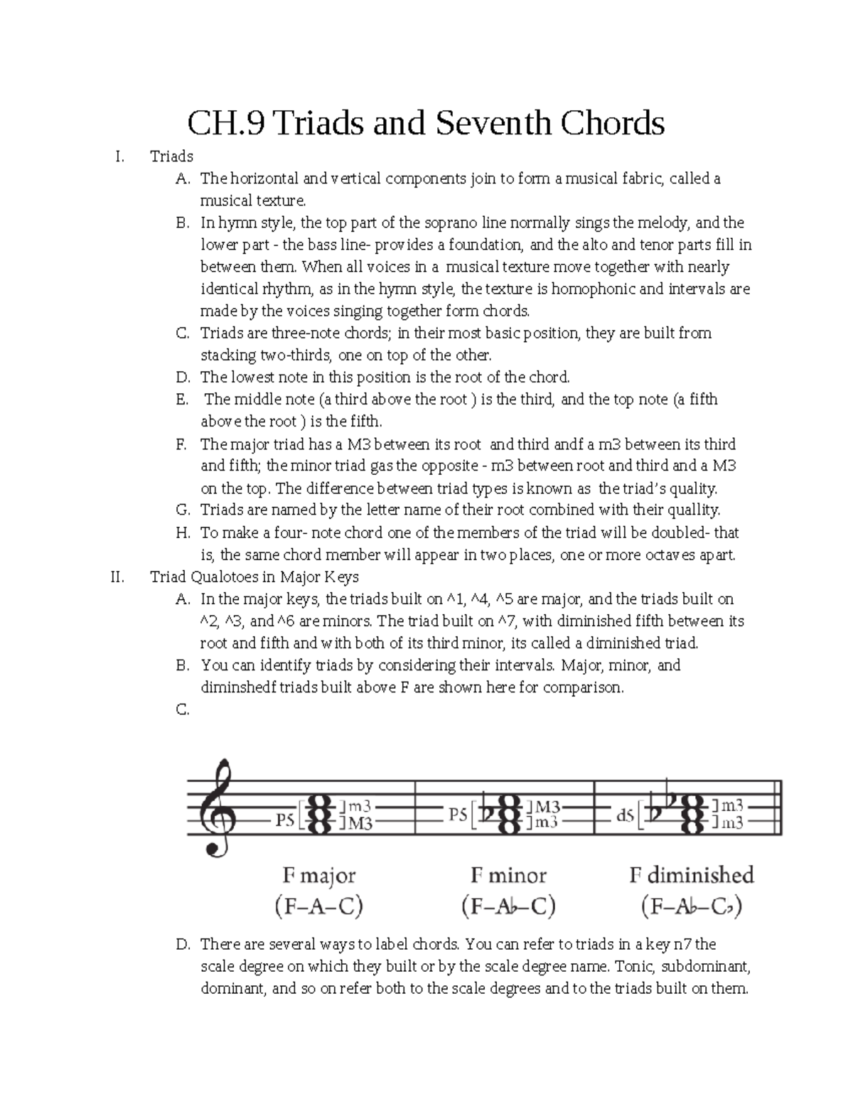 CH.9 Triads And Seventh Chords - Triads A. The Horizontal And Vertical ...