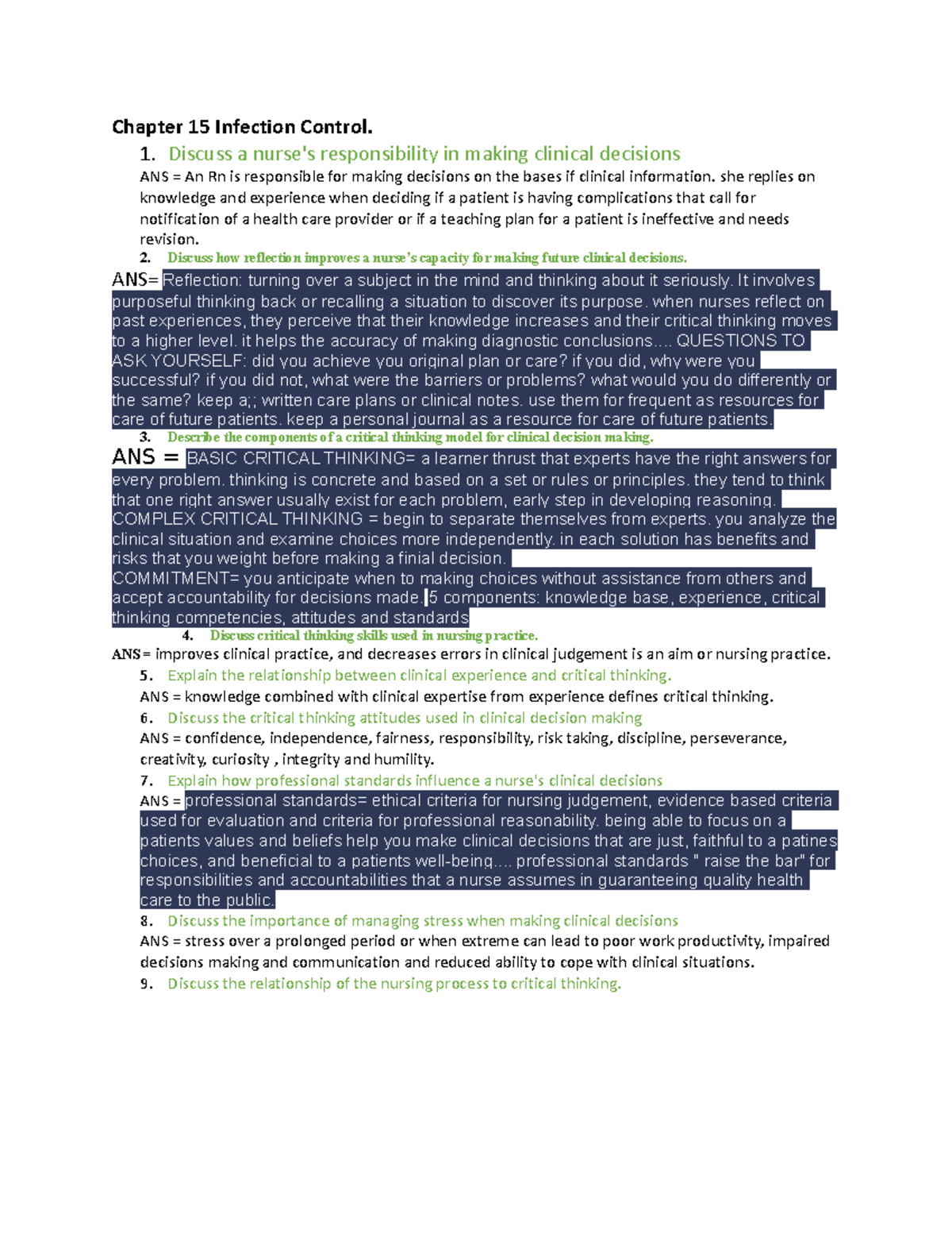 Nurs 136 week3 objectives Chapter 15 Infection Control. 1. Discuss a