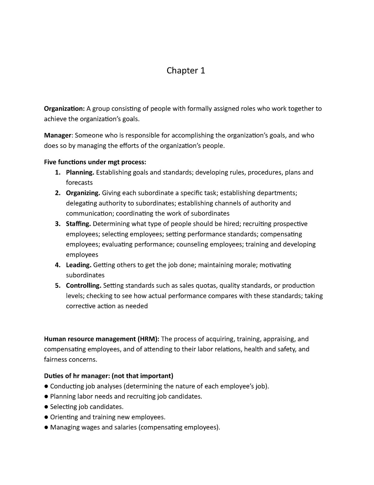 Chapter-1 - Gary Dessler's Human Resource Management Chapter 1 Note ...