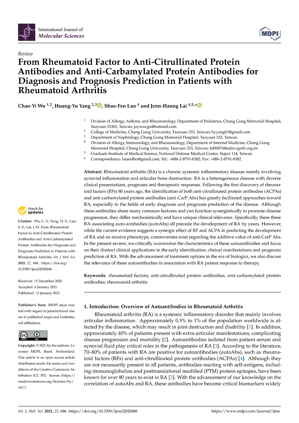 From Rheumatoid Factor to Anti-Citrullinated Protein - International ...