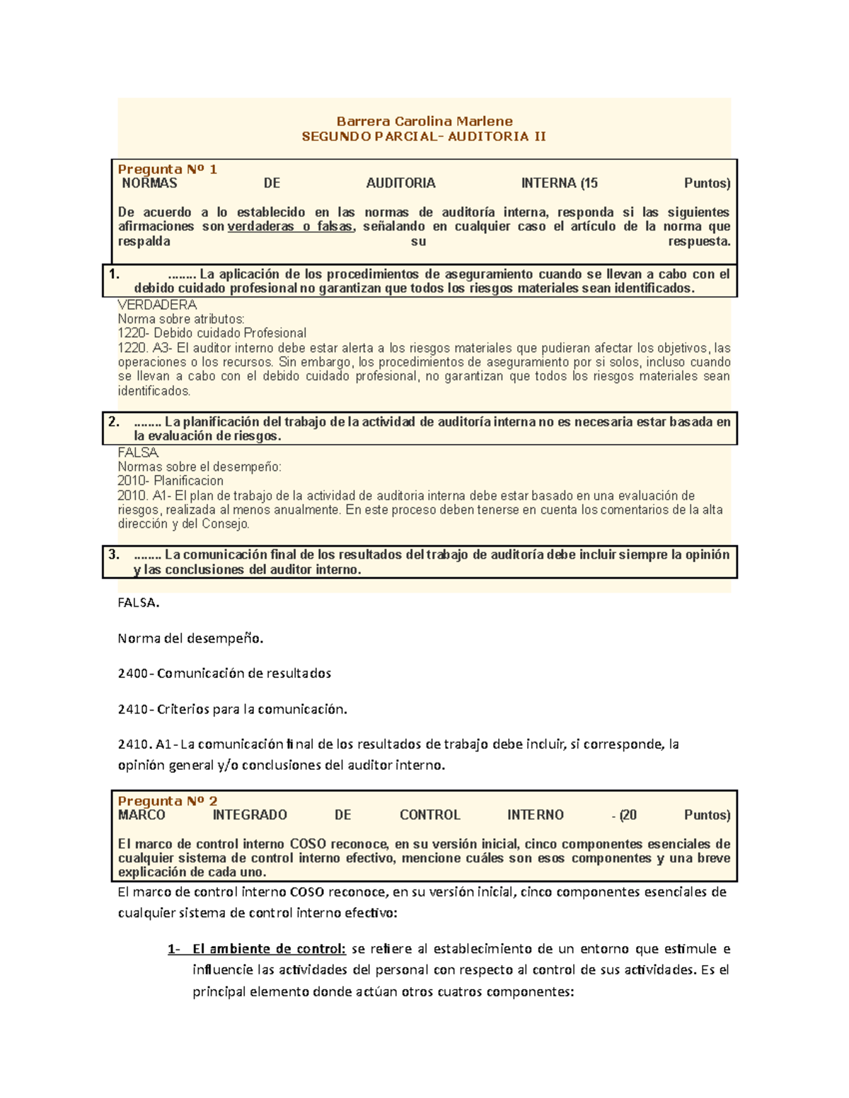 Parcial Nº 2- Auditoria II - Barrera Carolina Marlene SEGUNDO PARCIAL ...