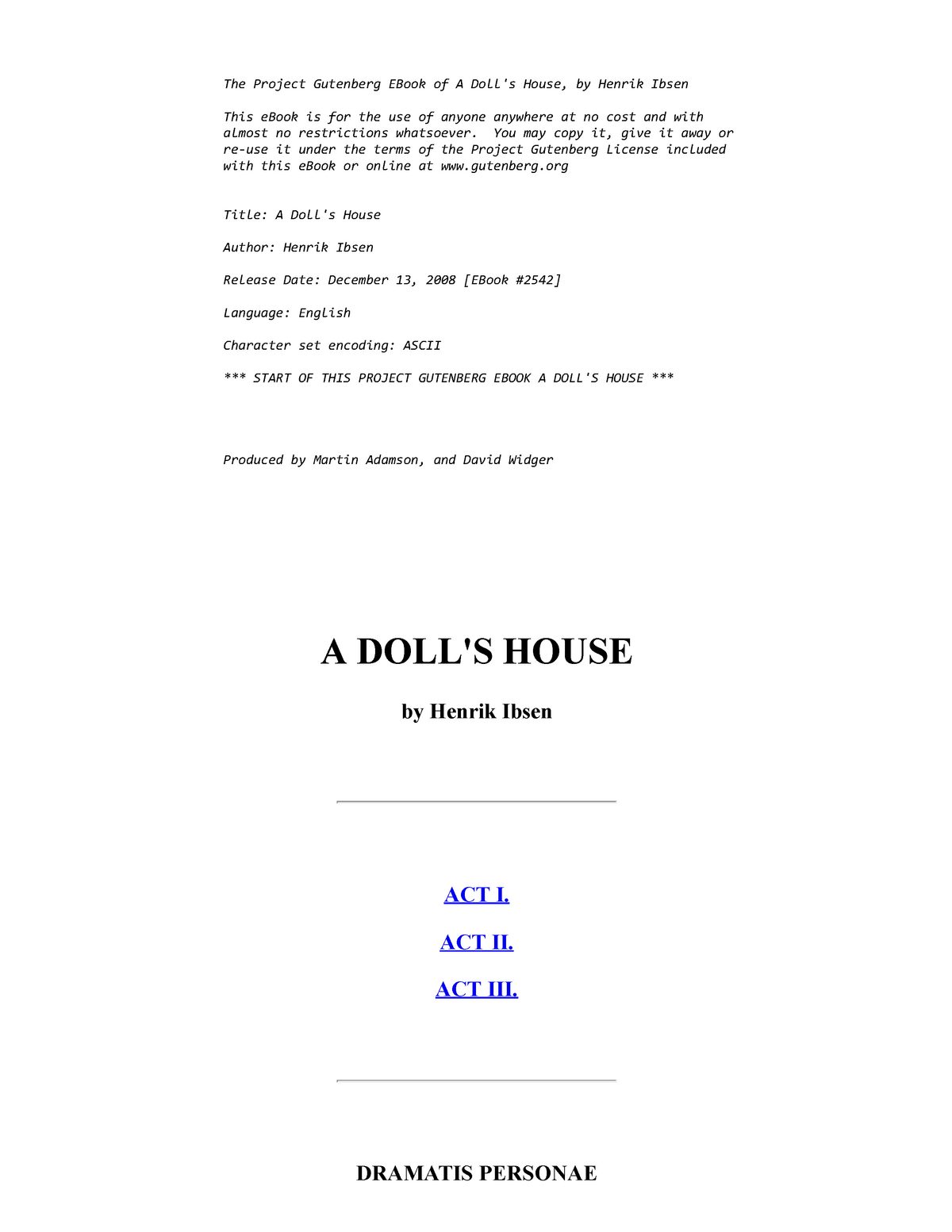 a doll's house project gutenberg