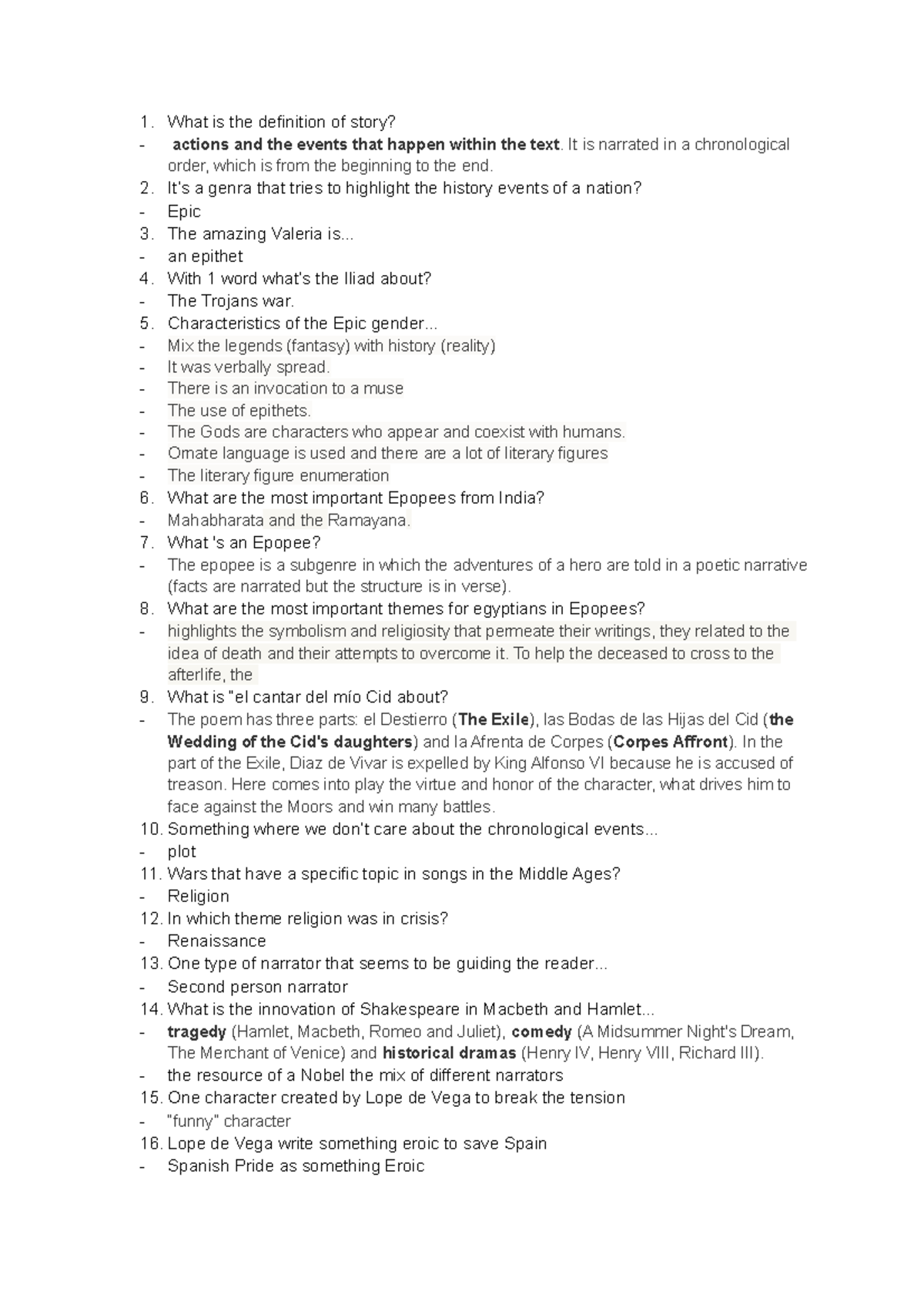 Great Universal Questions What is the definition of story? actions