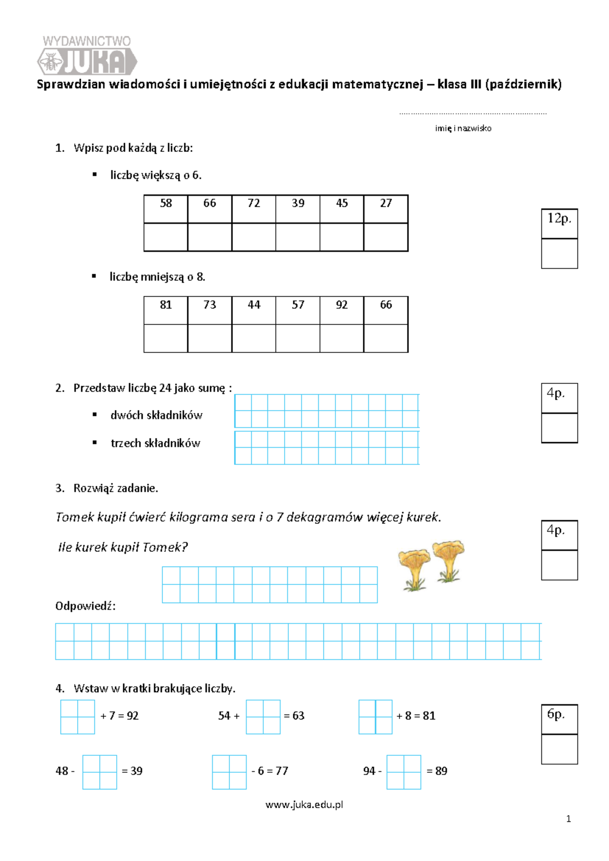Gra w Kolory Klasa 3 pazdziernik sprawdzian wiadomosci z ed