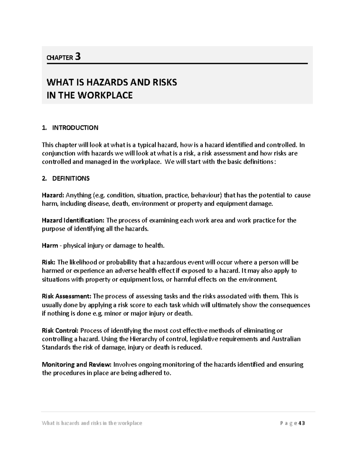 Chapter 3 - What are hazards and risks in the workplace 210826 204917 ...