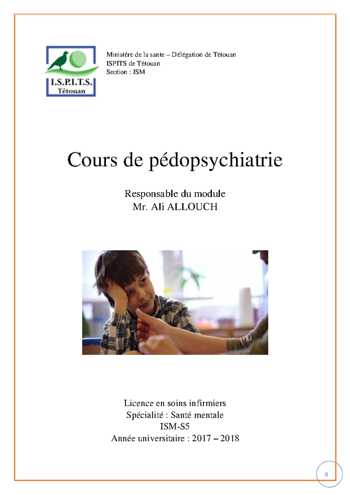 pédopsychiatrie Ministère de la sante Délégation de Tétouan ISPITS