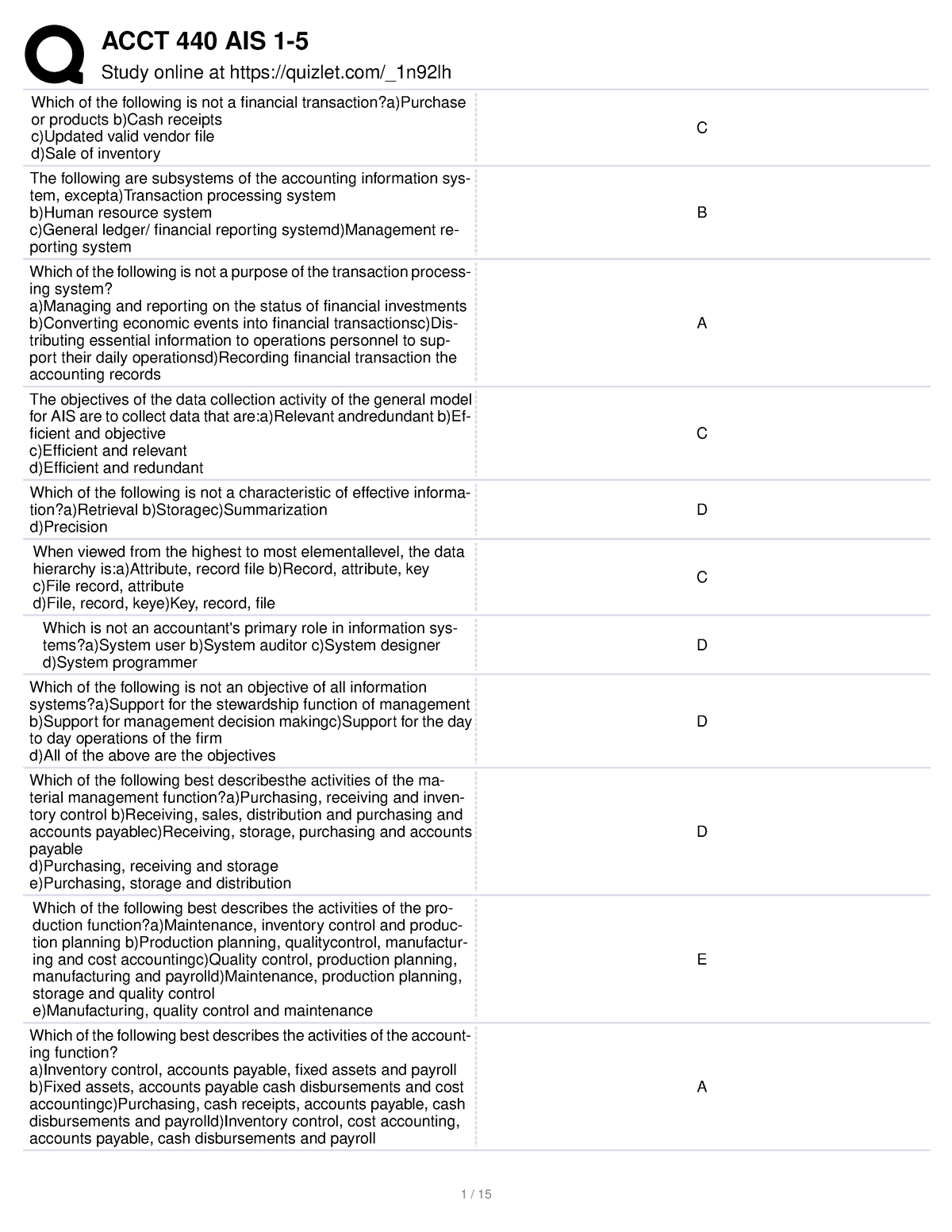 Fraud and Error (Quiz) - Internal control scenario problems - Study ...